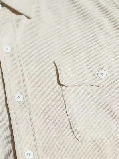 Camisa El Estanciero · Pana Canalada con Paneles de Cuero