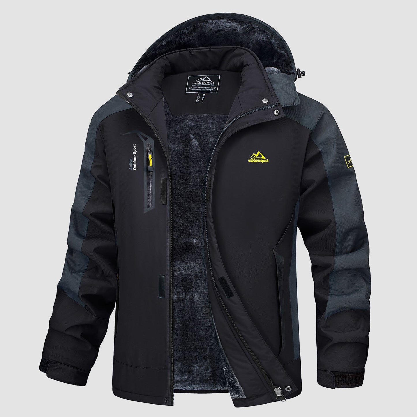 Men's Water Resistant Ski Jacket - Fleece Lined Parka with Pockets
